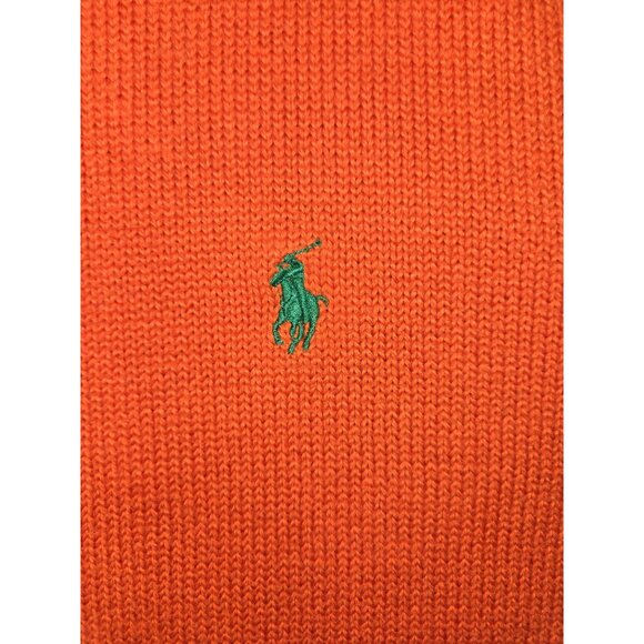Polo Ralph Lauren Orange Cotton Knit Quarter-Zip Sweater Large - Picture 6 of 7
